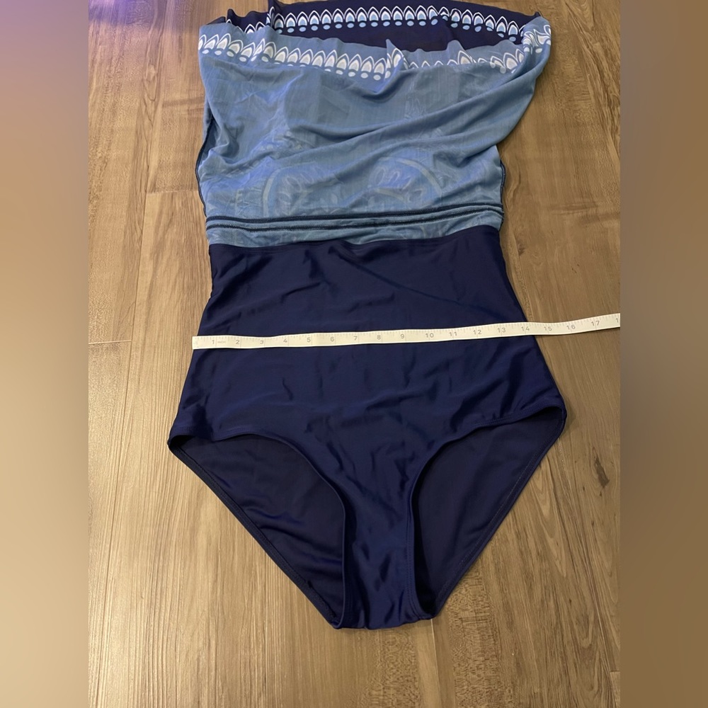 Women’s Swimdress One Piece Swimsuit Tummy Control Mesh Skirt Blue - Size Small - Picture 9 of 10
